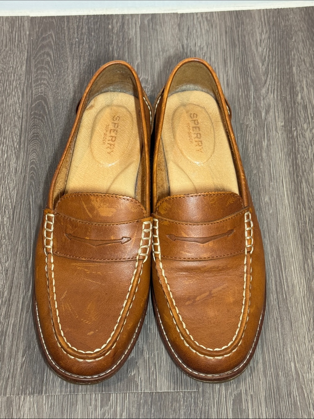 Sperry Top-Sider Seaport Light Brown Leather Penny Loafers Womens 8 - Picture 3 of 9